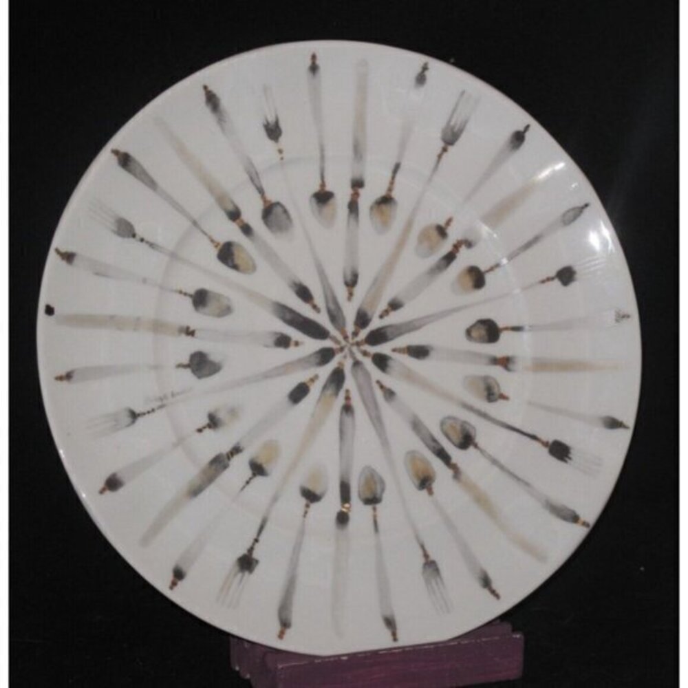 Anthropologie Bridget Davies Heavy Metal Luncheon Plate Spoons Forks Davis